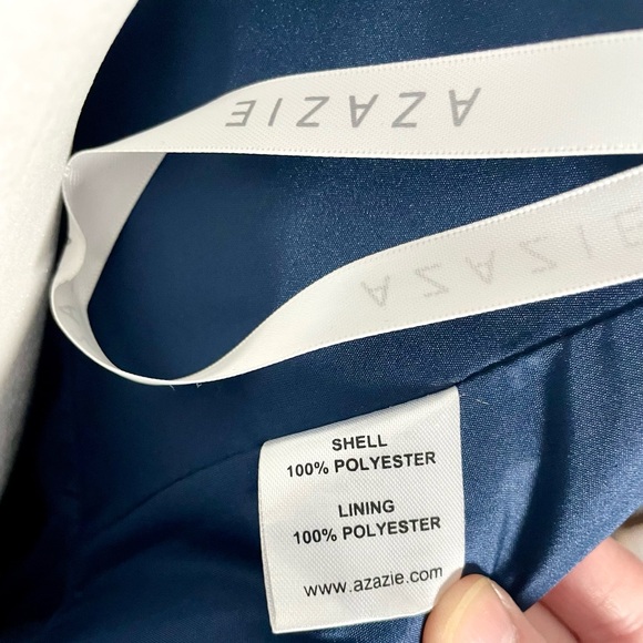 Azazie Navy Kaleigh A-Line Pleated Chiffon Maxi Dress - Picture 6 of 8